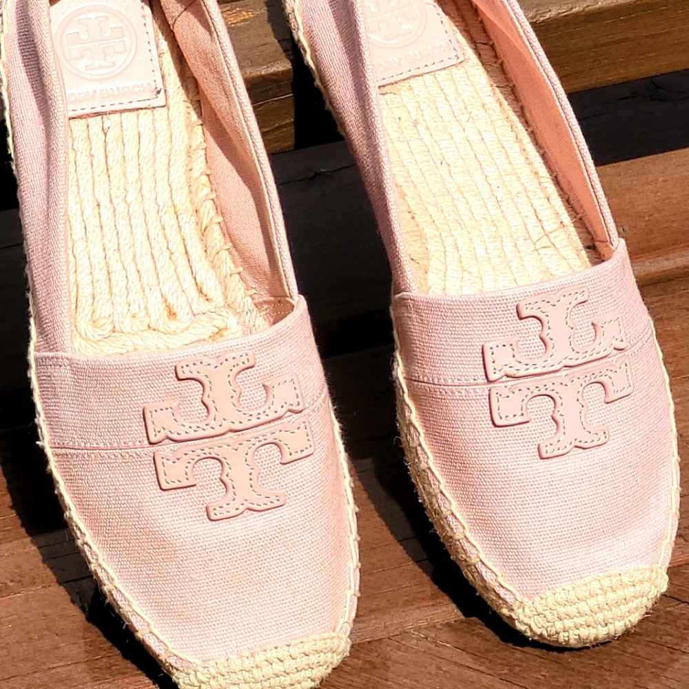 Tory Burch espadrilles, weston flats, size 7 in light pink